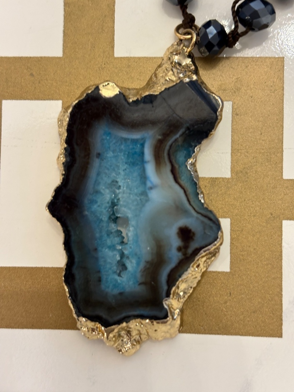 Blue Agate Stone Beaded Necklace